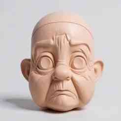 BJD Doll Head – Sad Granny #tan