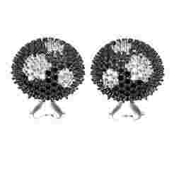Black and White Diamond Omega Earring