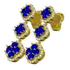 Blue Sapphire Diamond Cluster Earring