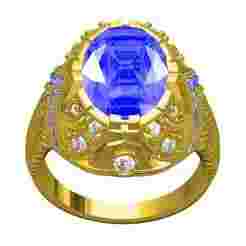 Blue Sapphire Oval Stone Cocktail Engagement Ring