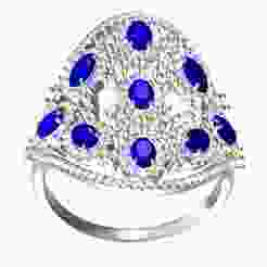 Blue Sapphire Oval Stone Dome Ring