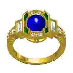 Blue Sapphire Stone Vintage Style Engagement Ring