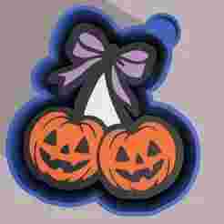 🎃🎀 Bow & Pumpkins – Freshie, Keychain, Resin & Candle Mold A bold & stylish bow with Halloween-themed jack-o'-lanterns