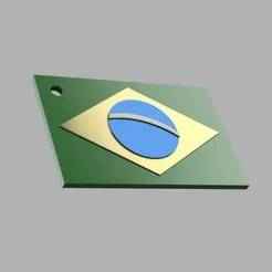 Brazil Flag Keychain - Layered Color Print