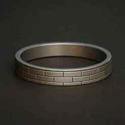 Brick Wall Ring 3D Model - Brick Pattern Ring STL