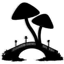 bridge arched between two giant mushrooms 2 - 2D/3D Wall Art STL+SVG For CNC Router, Plasma, Waterjet, Laser & 3D Printer