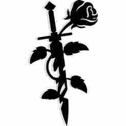 broken sword with a rose blooming from the crack 1 - 2D/3D Wall Art STL+SVG For CNC Router, Plasma, Waterjet, Laser & 3D Printer