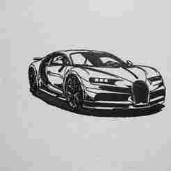 Bugatti Supercar Wall Art – Luxury Sports Car Line Art Decor for Garage, Office, or Man Cave