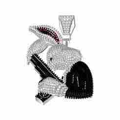 Bugs Bunny Holding Gun Moissanite Hip Hop Pendant