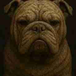Bulldog Face Sculpture – Detailed Stone Artwork