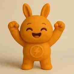 Bunny Bolt Hero - Energetic Super Bunny with Lightning Bolt | STL 3D Printable Figurine
