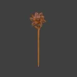 Camellia Flower Hairpin – Elegant 3D Printable Hair Accessory
