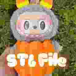 Candy Corn Headband and Pumpkin Costume for Labubu