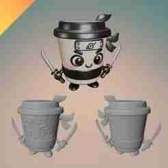Cappuccino Assassino 3D Model STL – Ninja Coffee Mug Meme Character for 3D Printing Italian Brainrot Style
