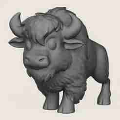 Cartoon Bison Print Ready 3D Model