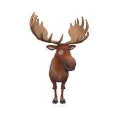 Cartoon Reindeer Character - Expressive Arctic Deer with Antlers