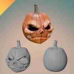 Carved Pumpkin 3D Model STL – Spooky Halloween Decoration for 3D Printing Haunted Home Decor
