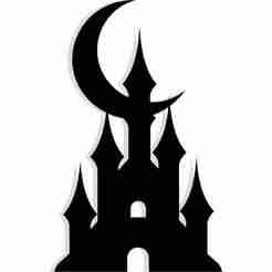 castle silhouette with a crescent moon resting on its tallest spire 1 - 2D/3D Wall Art STL+SVG For CNC Router, Plasma, Waterjet, Laser & 3D Printer