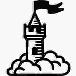 castle tower with a banner flowing into clouds 1 - 2D/3D Wall Art STL+SVG For CNC Router, Plasma, Waterjet, Laser & 3D Printer