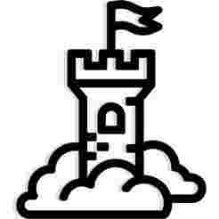 castle tower with a banner flowing into clouds 3 - 2D/3D Wall Art STL+SVG For CNC Router, Plasma, Waterjet, Laser & 3D Printer