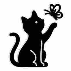 cat playing with a butterfly - 2D/3D Wall Art STL+SVG For CNC Router, Plasma, Waterjet, Laser & 3D Printer