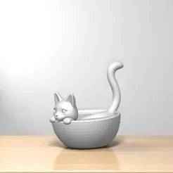 Cat Ring Holder | 3D Printable Jewelry Stand | Cute Cat Bowl Ring Dish | Minimalist Accessory Organizer