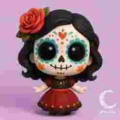 Chibi Catrina Cartoon 3D – Day of the Dead Figurine