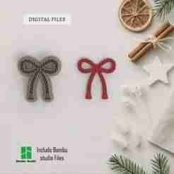 Christmas Bow Rope Polymer Clay Cutters | Digital STL File | 4 Sizes