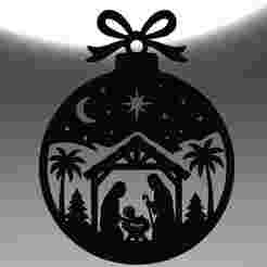 Christmas Ornament with Nativity Scene – Line Art Design