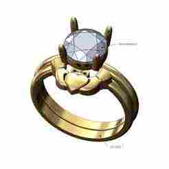 Claddagh heart guard ring 8mm stone setting solitaire ring US size 7 3D print model