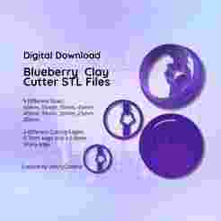 Clay Cutter STL File Blueberry- Fruit Summer Earring Digital File Download- 9 sizes & 2 Cutter Versions, cookie cutter