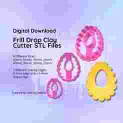Clay Cutter STL File Frill Drop- Floral Earring Digital File Download- 8 sizes & 2 Cutter Versions, cookie cutter