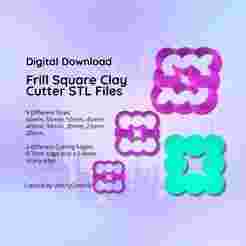 Clay Cutter STL File Frill Square- Elegant Earring Digital File Download- 9 sizes & 2 Cutter Versions, cookie cutter