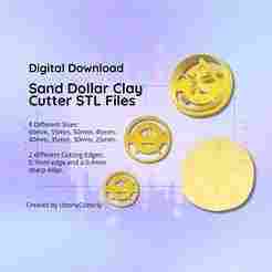 Clay Cutter STL File Sand Dollar- Summer Beach Earring Digital File Download- 8 sizes & 2 Cutter Versions, cookie cutter