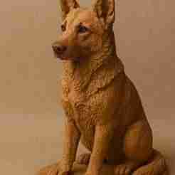 Clay Sculpture of a German Shepherd Dog