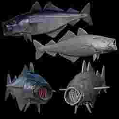 COALFISH / POLLACHIUS VIRENS open mouth fish model for 3D printing
