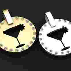 cocktail glass pendant 3D printable model