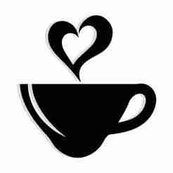 coffee cup with steam forming a heart 2 - 2D/3D Wall Art STL+SVG For CNC Router, Plasma, Waterjet, Laser & 3D Printer