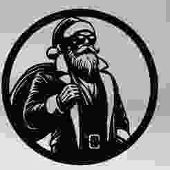 Cool Santa Claus with Sunglasses and Gift Bag – Line Art | 3D Model