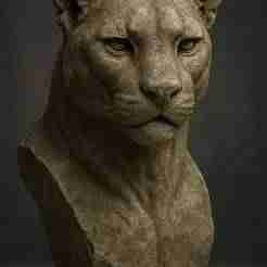 Cougar Bust – Stone Sculpted | STL File for 3D Printing