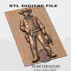 Cowboy – Western Bas Relief – 3D STL Model