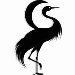 crane standing on one leg under a crescent moon 2 - 2D/3D Wall Art STL+SVG For CNC Router, Plasma, Waterjet, Laser & 3D Printer