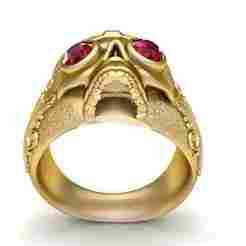 Crimson-Eyed Skull Ring