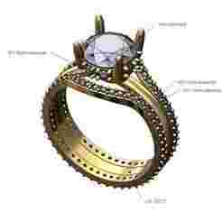 Curved eternity guards 8mm diamond hidden setting ring US size 7 3D printable