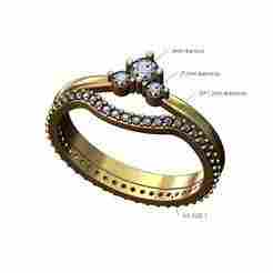 Curved half eternity guard crown diamond cluster ring US size 7 3D print model