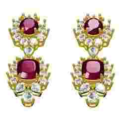 Cushion and Oval Stone Round Diamond Halo Omega Back Earring