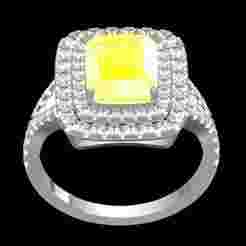 Cushion Cut Diamond Double Halo Split Shank Engagement Ring