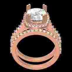 Cushion Halo Solitair Engagement Ring With Band