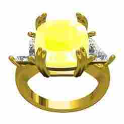 Cushion with Trillion Stone Solitaire Engagement Ring