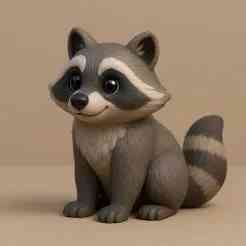 Cute 3D Raccoon Figurine Model